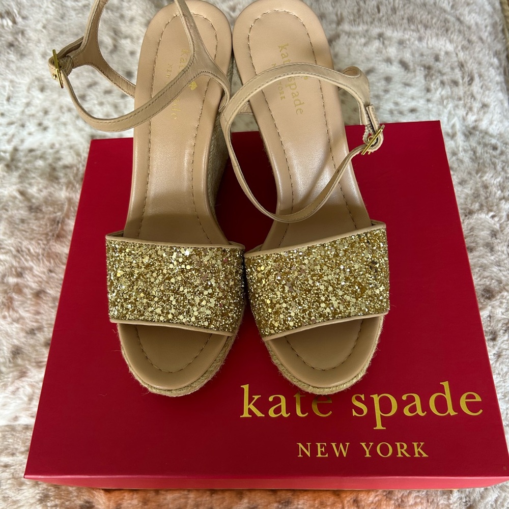 Kate Spade Glittering Gold Wedge Sandals
